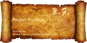 Major Folkus névjegykártya